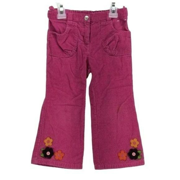 Gymboree Girls Pink Bell bottoms Floral Elastic Pullon Corduroy Pants Size 2T - Picture 1 of 8